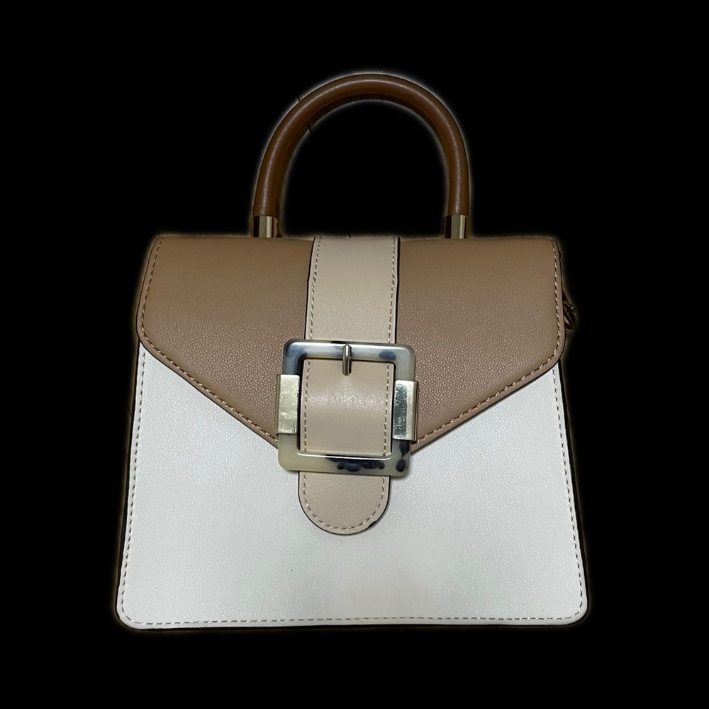 Also White, Beige, and Brown Handbag with Crossbody strap